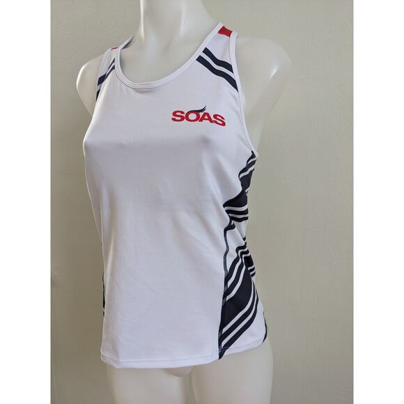 SOAS Womens Size Large Running Tri Tank White Racerback Cycling Pockets - Picture 3 of 14